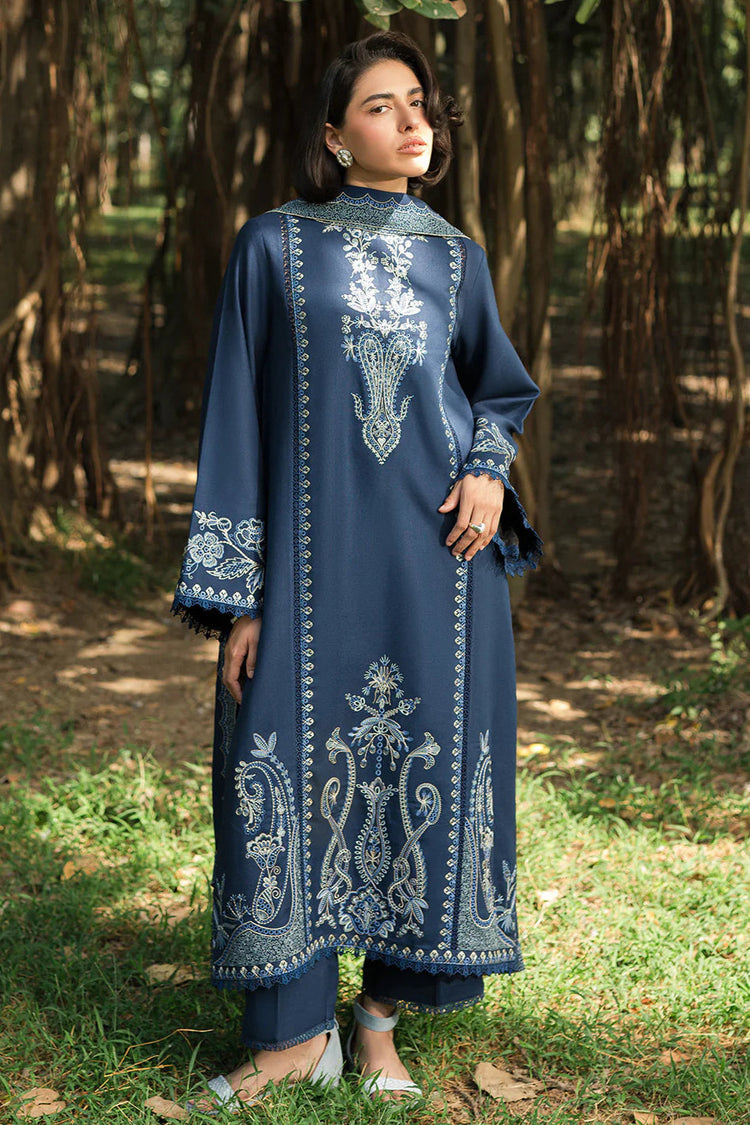 ASIM JOFA- 3PC DHANAK EMBROIDERED SHIRT WITH DHANAK EMBROIDERED SHAWL AND TROUSER -BIC-4174