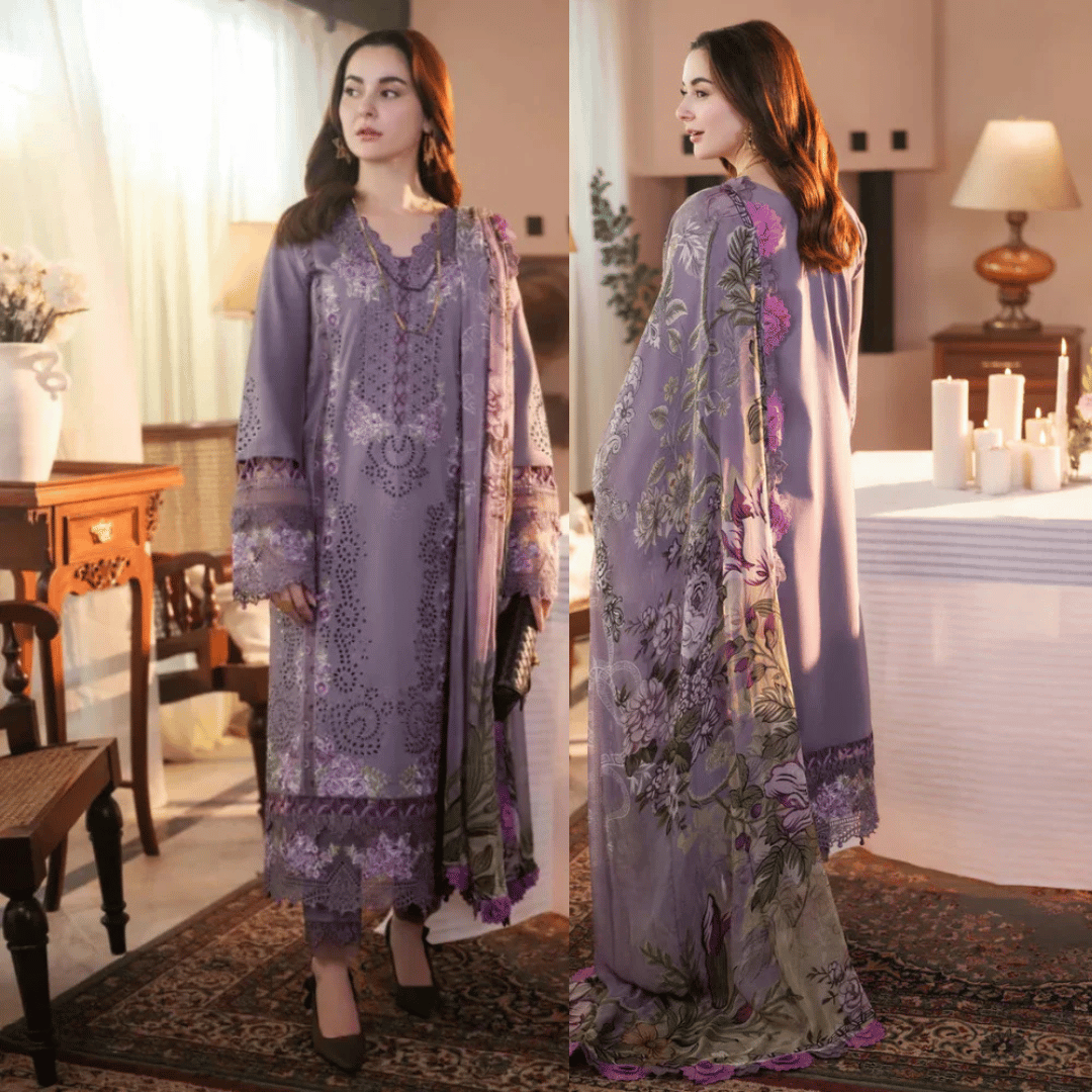 JADE Unstitched Dhanak Embroidered 3PC With Printed Shawl