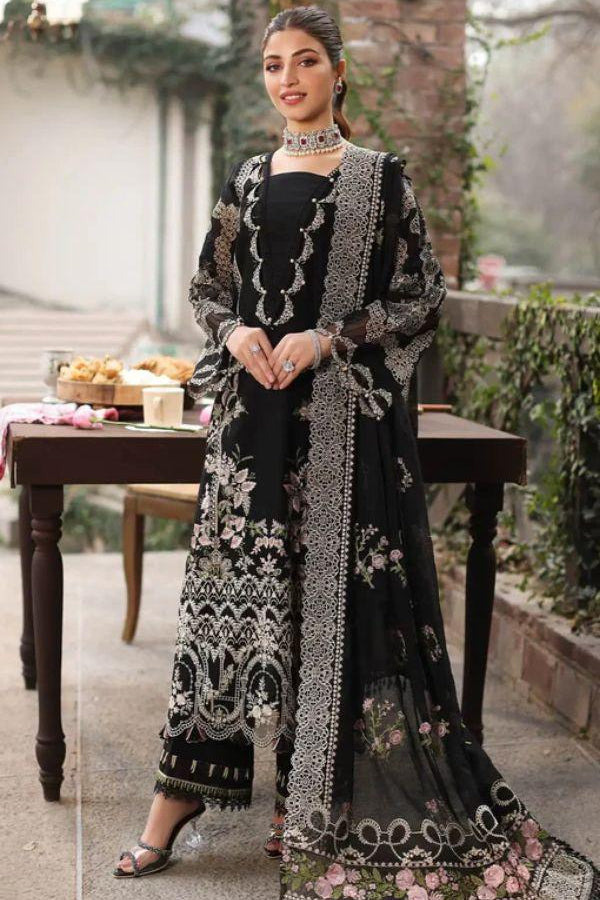 KAHF UNSTITCHED WINTER DHANAK EMBROIDERED 3PC WITH EMBROIDERED SHAWL & PLAIN DHANAK TROUSER