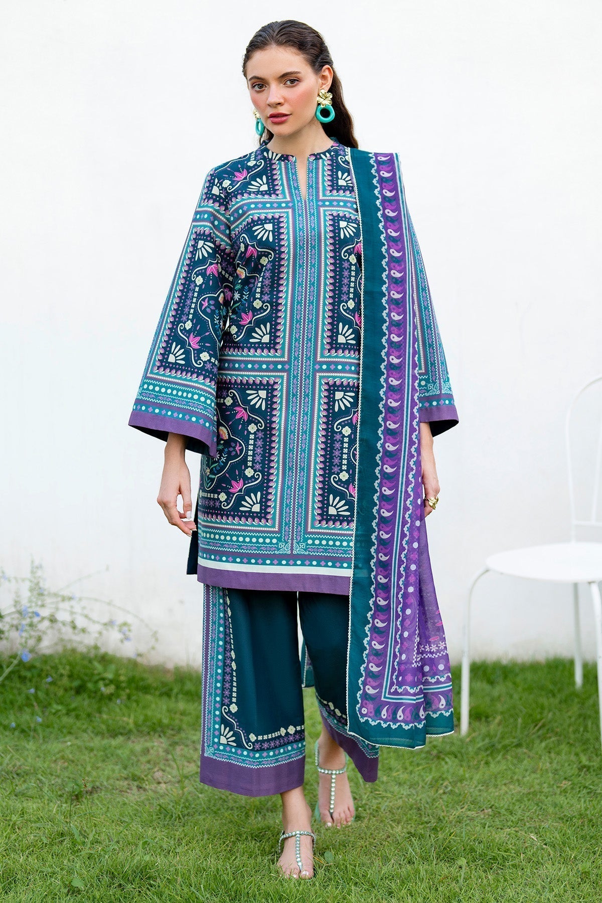 JAZMIN - 3PC Unstitched Printed Viscose Shirt with Printed Dupatta and Printed Trouser