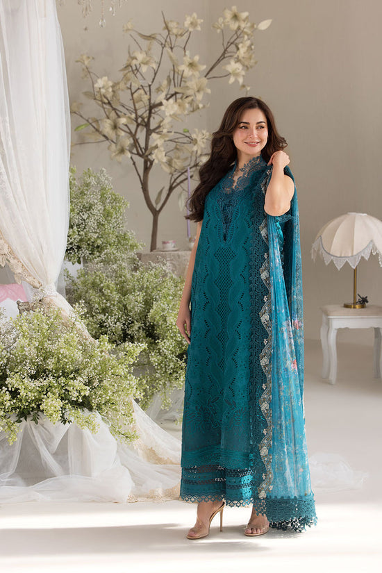 SOBIA NAZIR-3PC DHANAK CHIKAN EMBROIDERED SHIRT WITH COURTRAI PRINTED SHAWL AND TROUSER WM-4096