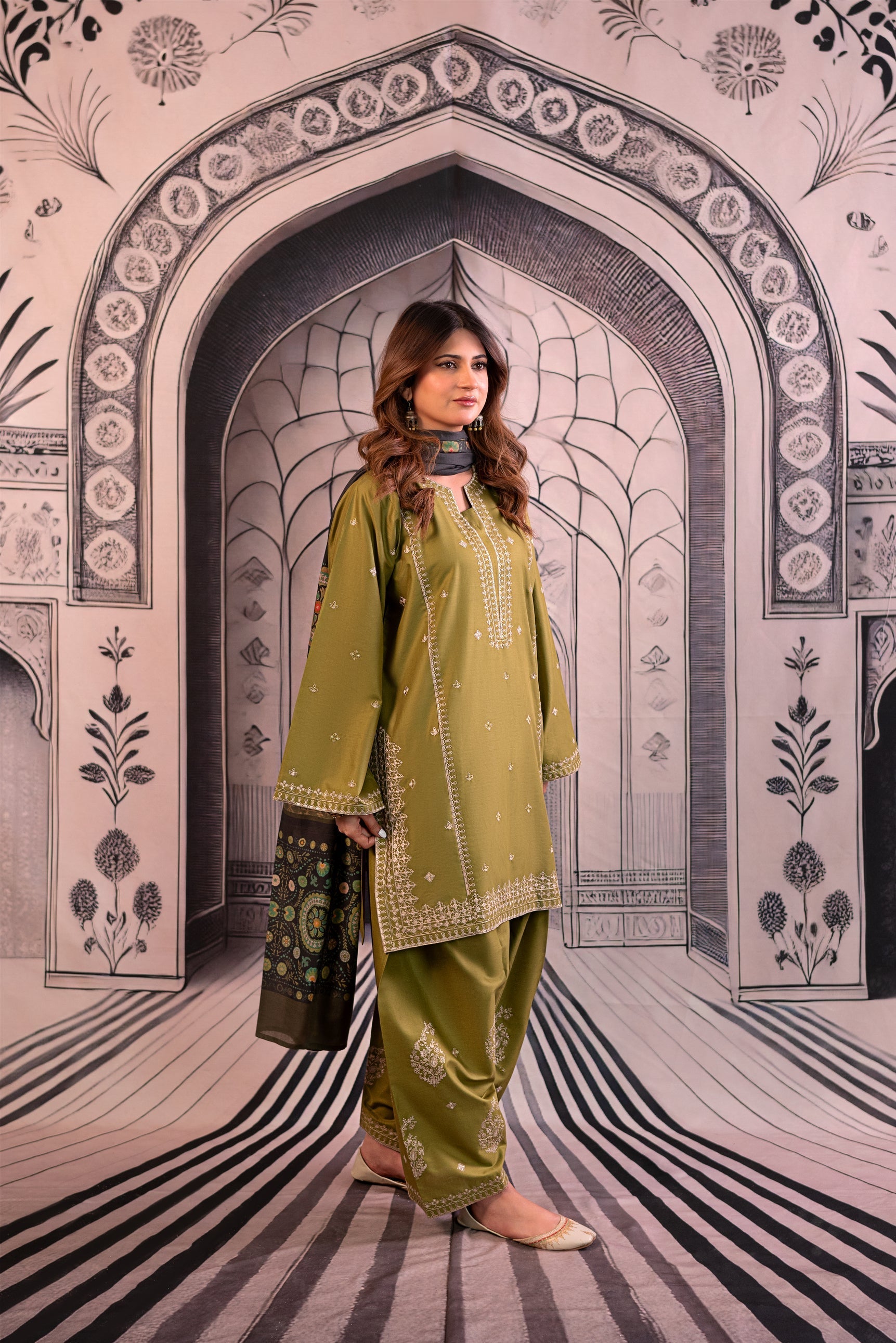 URGE Unstitched Dhanak 3PC With Printed Shawl