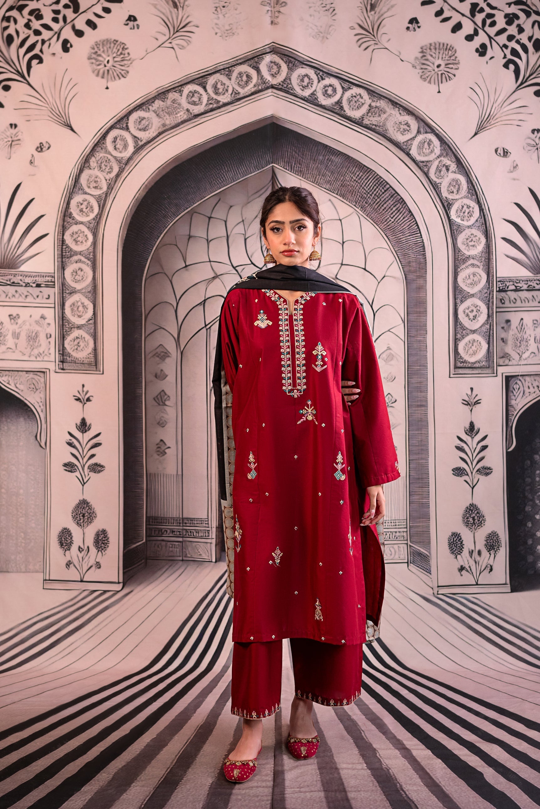 URGE Unstitched Dhanak 3PC With Printed Shawl