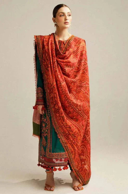 Hussain Rehar Unstitched Dhanak 3PC With Printed Shawl