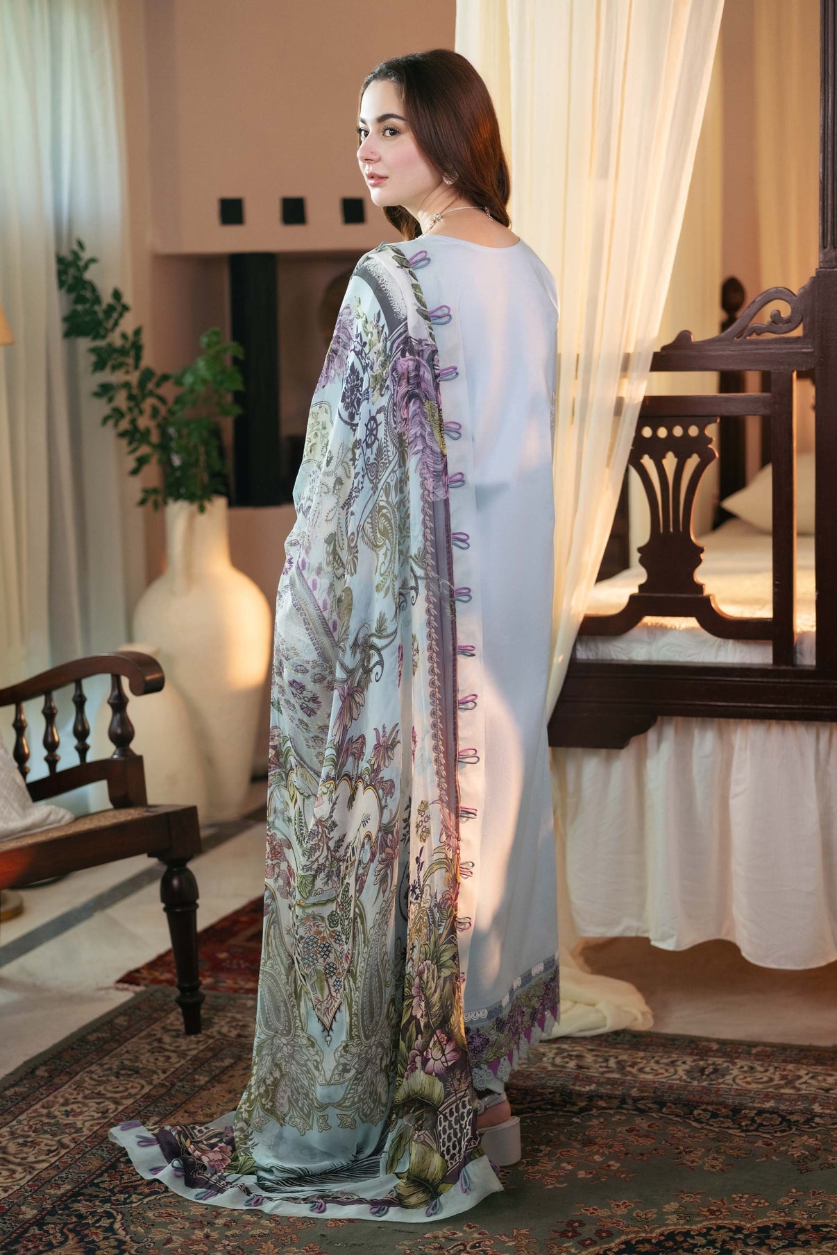 JADE Unstitched Dhanak Embroidered 3PC With Printed Shawl