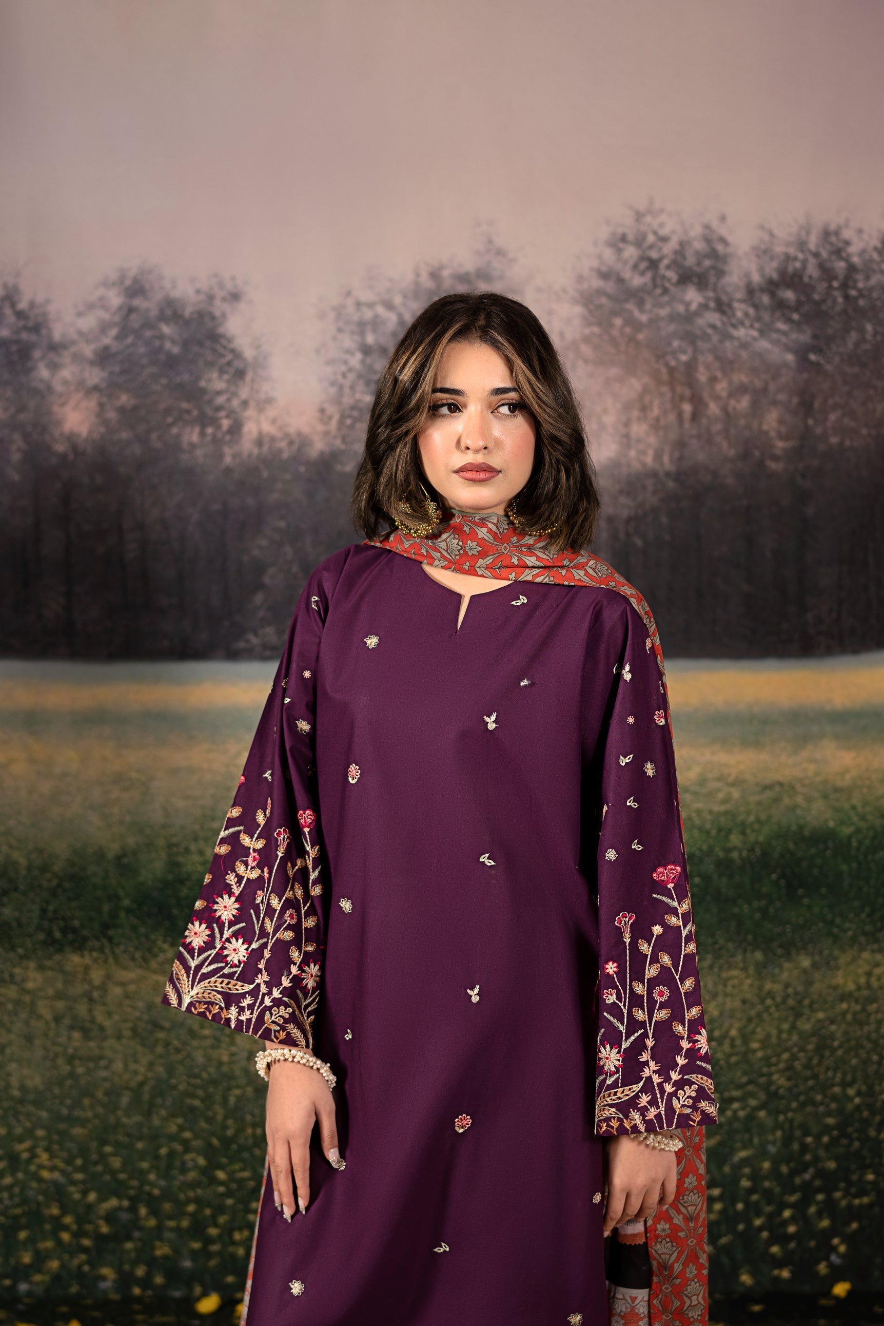 URGE Unstitched Dhanak 3PC With Printed Shawl