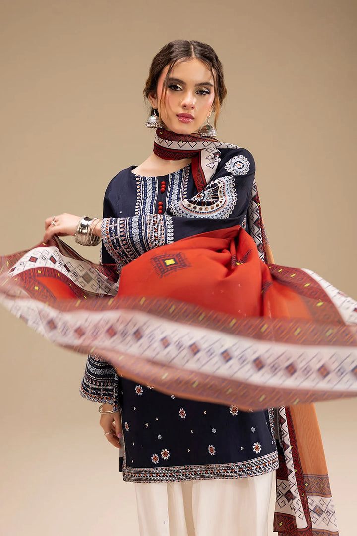 BAROQUE UNSTITCHED 3PC DHANAK EMBROIDERED WITH DIGITAL PRINT SHAWL